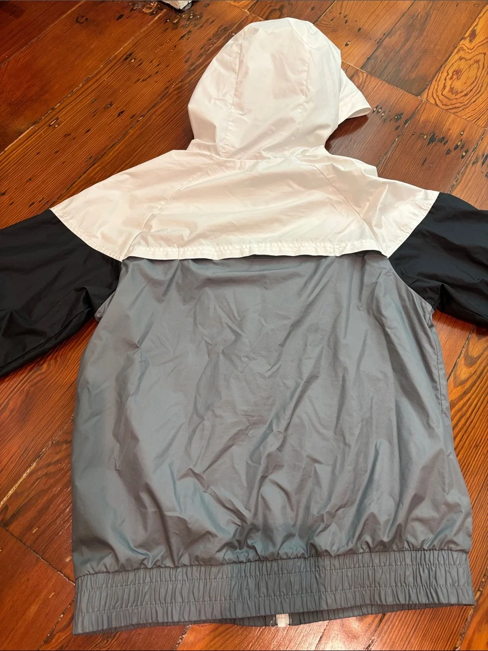 Nike Kids White, Gray & Black Hooded Windbreaker Jacket